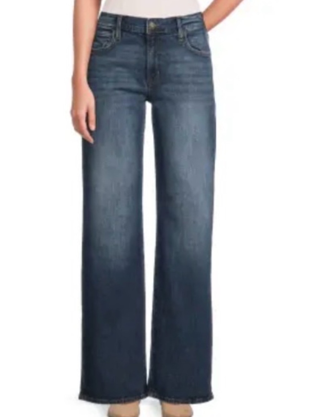 Hudson Rosalie Jeans Wide-Leg High-Rise Jeans - Blue (Woolf) - Picture 3 of 11